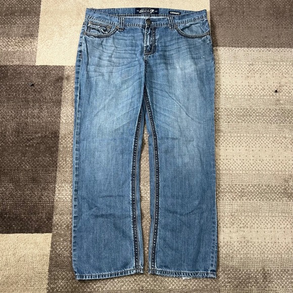 Seven7 Other - Seven7 Men's Straight Leg Denim Jeans Size 38x32 Pockets‎ Boho Whiskering